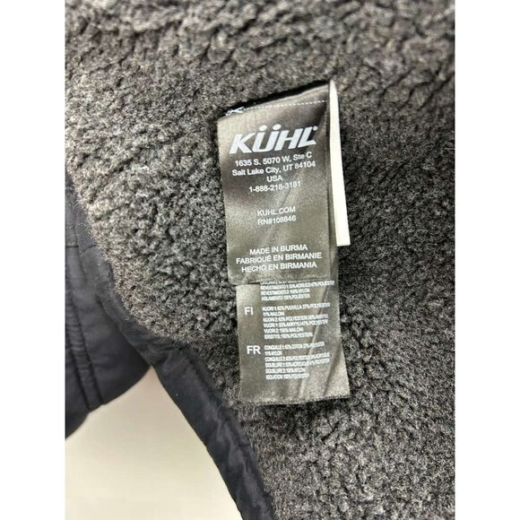 Kuhl Projekt Jacket Men's Size Large Navy Blue Hooded Pockets Faux Leather - Picture 8 of 16